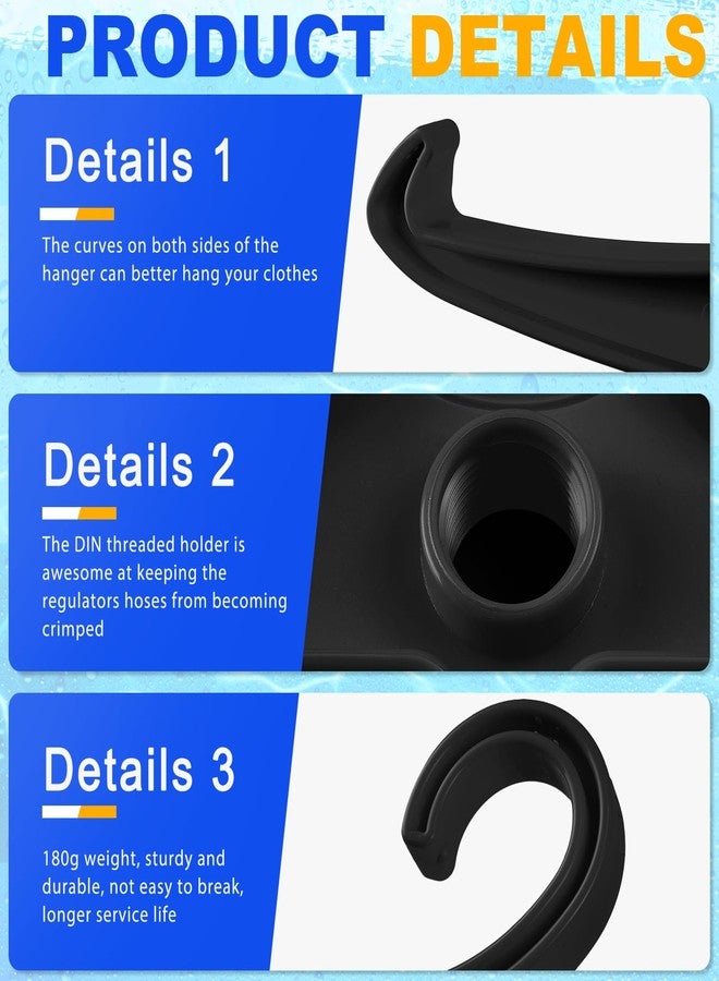 FoldTier 6 Pcs Scuba Hanger BC Regulator Scuba Diving Wetsuit Hanger with Din Threads Vest Tactical Gear for Dry Clothes BCD Side Hanging(Black) - Image 3