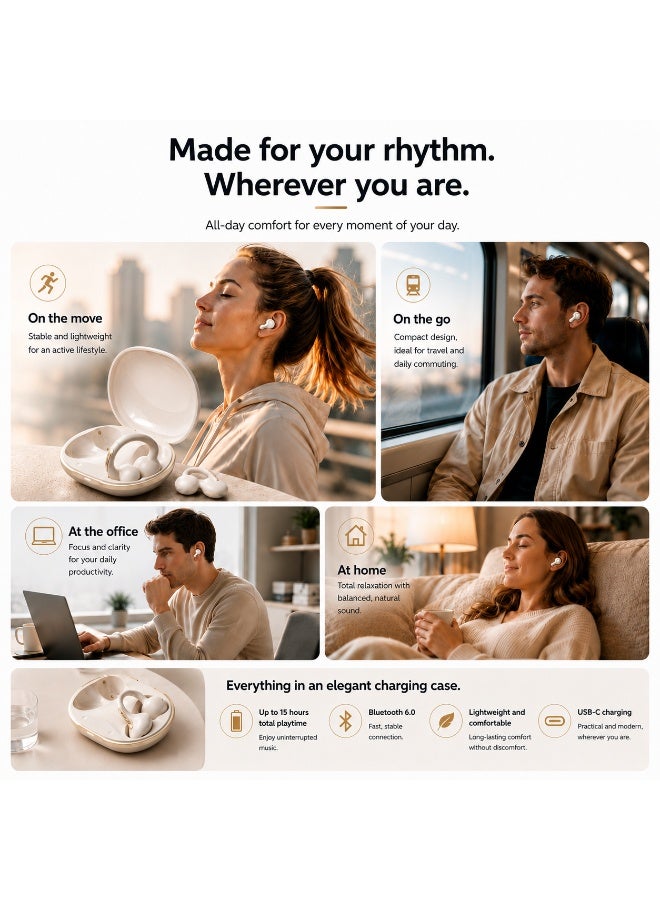 Philips TAQ2520, Earphone,True Open Ear Headphones,True Wireless Earbuds,Long Playtime, IP54 Water and Dust Proof with ANC,AI Call Noise Reduction,3D Surround Sound,Sterling Sound, Secure Fit and Comfort, For Sports, Work, White White - Image 5