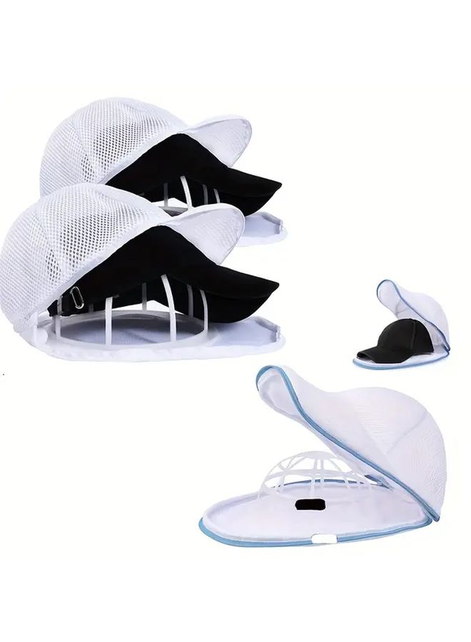 Blue Mesh Laundry Hat Washing Bag Anti Deformation Protective Portable Household Use - Image 1