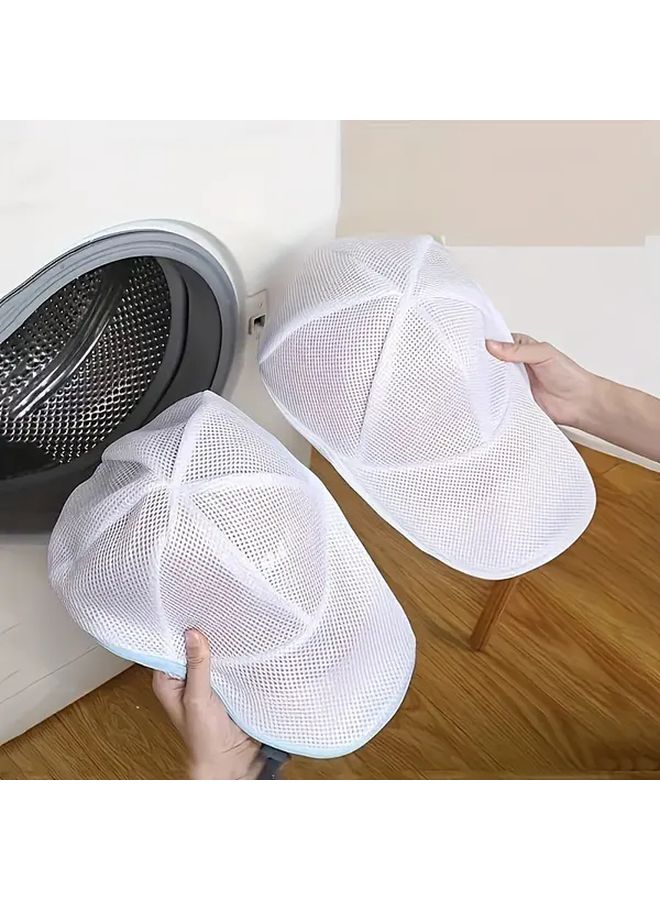 Blue Mesh Laundry Hat Washing Bag Anti Deformation Protective Portable Household Use - Image 2