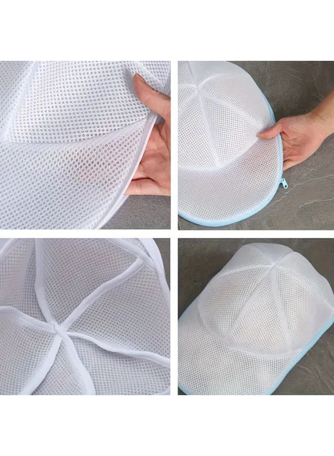 Blue Mesh Laundry Hat Washing Bag Anti Deformation Protective Portable Household Use - Image 4