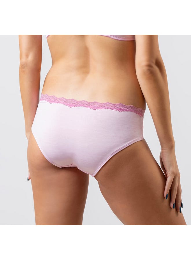 Aadaraya Aadaraya Solid Hipster Briefs with Lace Trim  - Image 2