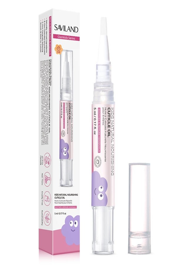 SAVILAND Cuticle Oil Pen for Kids: Plant-Based Nail Oil Pen 8-Hour Long-Lasting Nourishment 2-Hour Soften Tough Hangnails Child-friendly Cuticle Oil for Nails Gentle Nail Care for Kids 3-8 (Glamkids) - Image 1