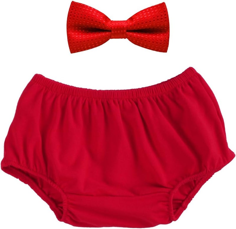 IWEMEK Baby Girl Boys 1st Birthday Cake Smash Outfit Diaper Cover Shorts Cotton Training Pants Bloomer Bow Tie Set Photoshoot - Image 1