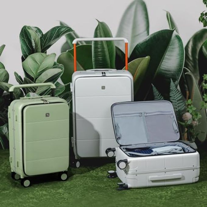 Hanke Top Opening 24 Inch Luggage With Spinner Wheels, Aluminum Frame All-Pc Hard Shell Medium Suitcase, Trunk Wide Handle Luggage For Travel, Tsa Checked-Medium (Bamboo Green, 69L) - Image 5