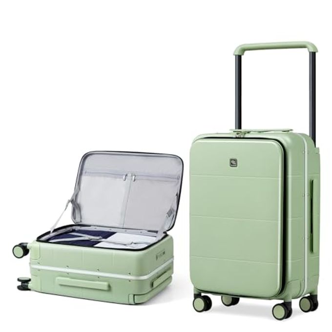 Hanke Top Opening 24 Inch Luggage With Spinner Wheels, Aluminum Frame All-Pc Hard Shell Medium Suitcase, Trunk Wide Handle Luggage For Travel, Tsa Checked-Medium (Bamboo Green, 69L) - Image 1