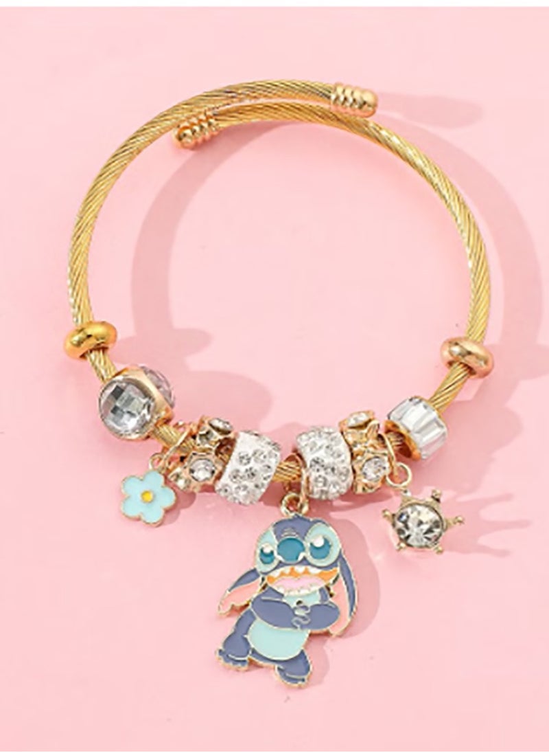 STITCH Stitch series of adjustable creative bead combination bracelets, classic cartoon design jewelry, suitable for girls of all ages 