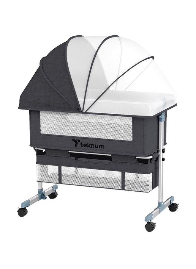 TEKNUM Moonlight Bedside Crib, Horizontally Adjustable - Dark Grey  - Image 1