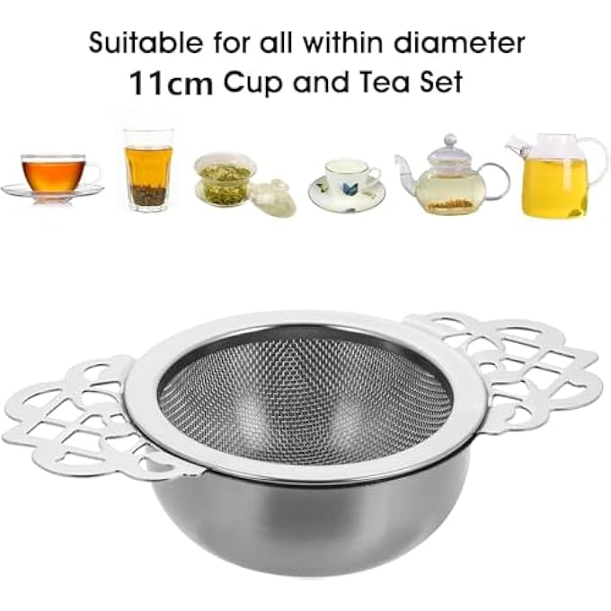 أكس سبرينج مصافي الشاي، قطعتان من الفولاذ المقاوم للصدأ مع وعاء، فلتر شاي سائب ممتاز لأوراق الشاي والأعشاب، أداة مطبخ متينة لعشاق الشاي - Image 5