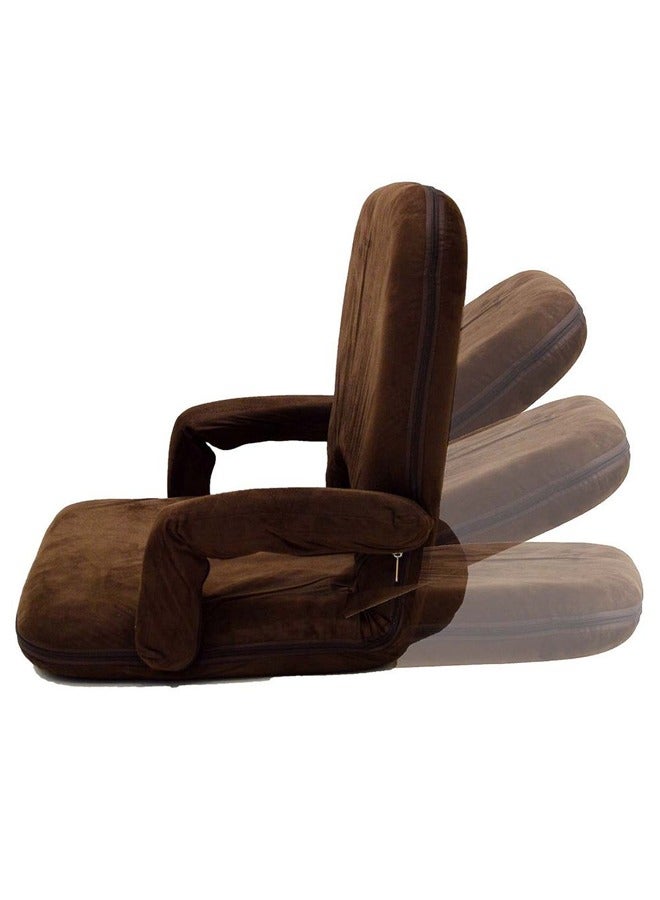 Cady One Ground chair for camping and trekking, velvet-quality foam padded with adjustable back, brown 50 x 40 cm - Image 5