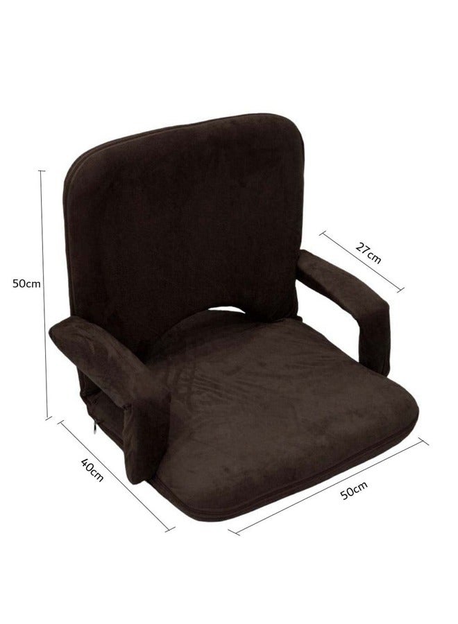Cady One Ground chair for camping and trekking, velvet-quality foam padded with adjustable back, brown 50 x 40 cm - Image 3