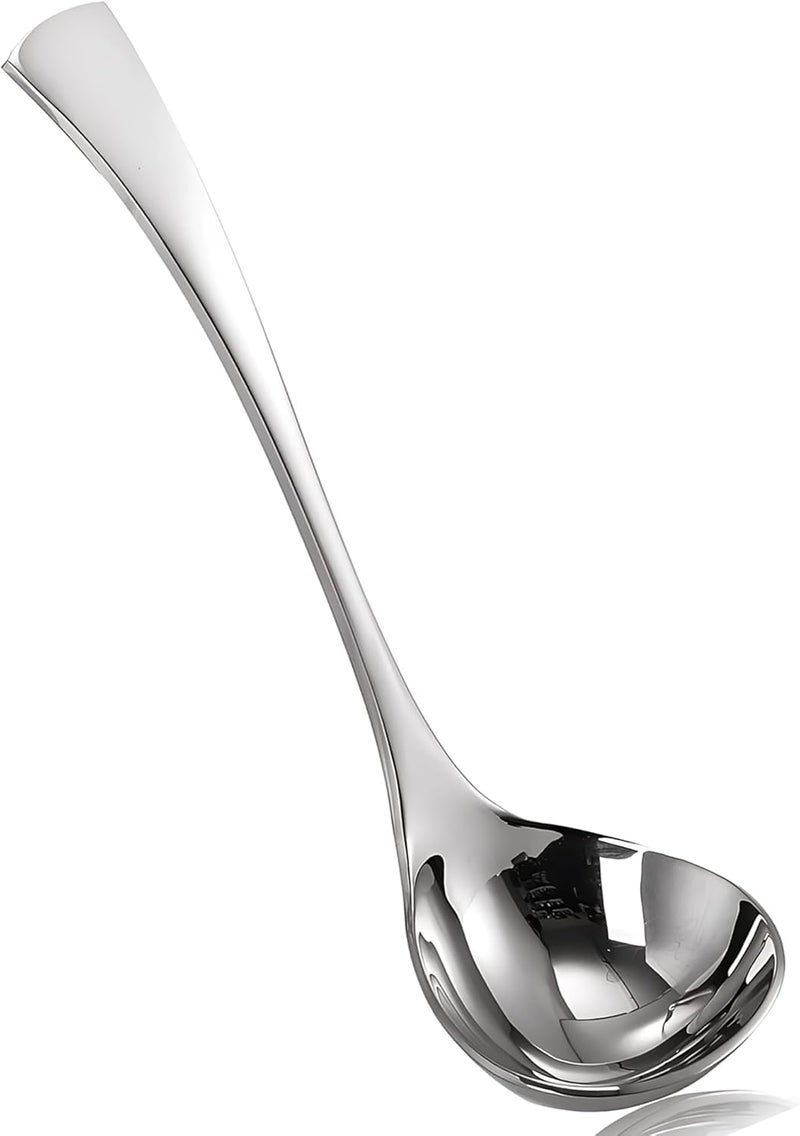 Comicfs Gravy Ladle, 18/10 Stainless Steel Soup Ladle, Small Soup Ladles, Sauce Ladles, Small Serving Spoon, Solid Serving Spoon, Dishwasher Safe, 8-Inch - Image 1