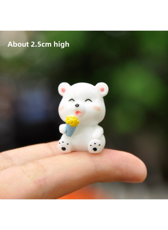 Cartoon Resin Size White Bear Doll Small Hand Decoration Cute Kawaii Girl Heart Desktop Decoration-Color:Eat Ice Cream Bear  - Image 1