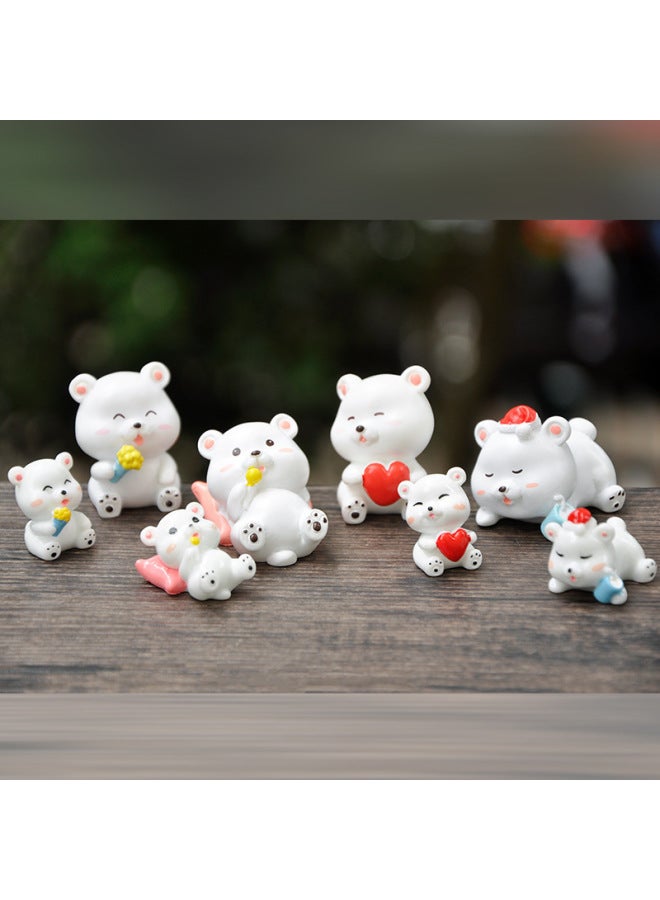 Cartoon Resin Size White Bear Doll Small Hand Decoration Cute Kawaii Girl Heart Desktop Decoration-Color:Eat Ice Cream Bear  - Image 2