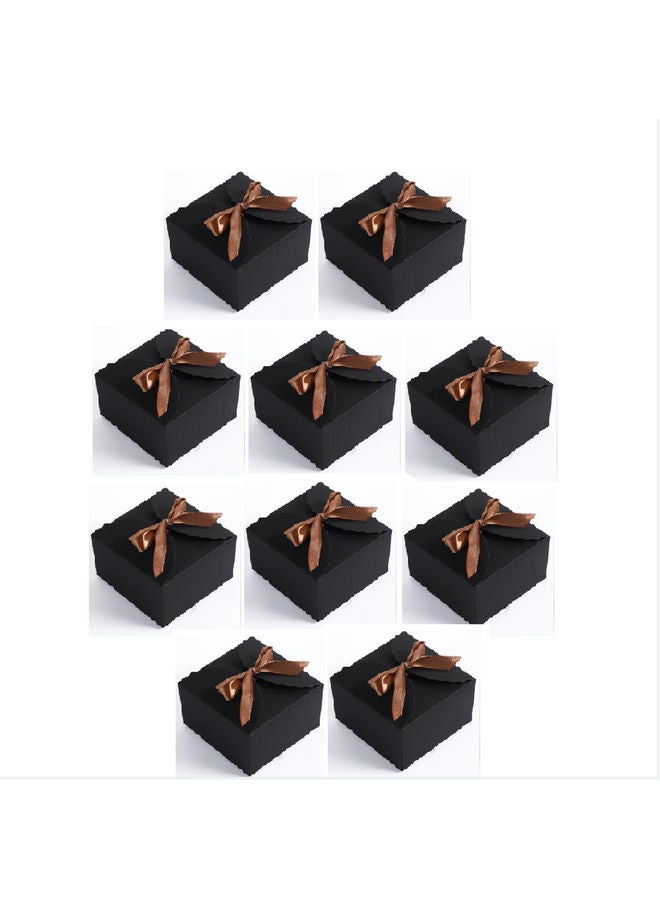NIBEMINENT 10-Piece Square Kraft Gift Box Black/Brown 