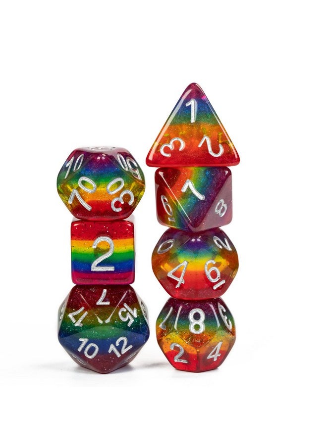 HDdais - 7Pcs Rainbow-Pride Polyhedral Dice Set, Homosexual Flag D&D Dice For Dungeons And Dragons, Dnd Dice For Rpg Mtg And Other Table Games - Image 1