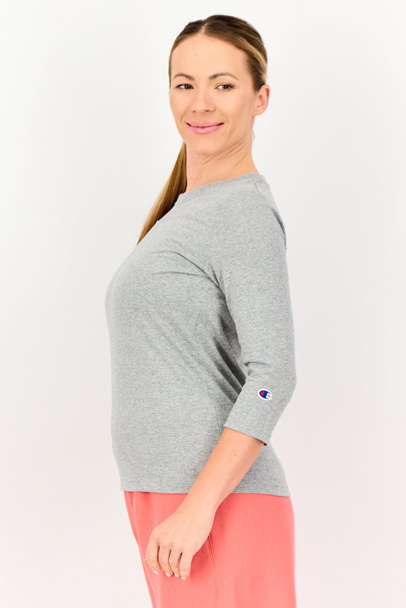 Champion Women Sportswear Fit 3/4 Sleeve Outdoor T-Shirt, Grey - Image 2