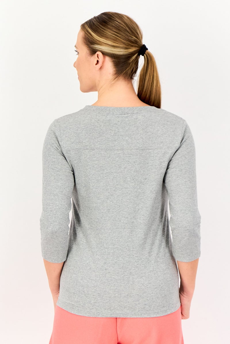 Champion Women Sportswear Fit 3/4 Sleeve Outdoor T-Shirt, Grey - Image 4