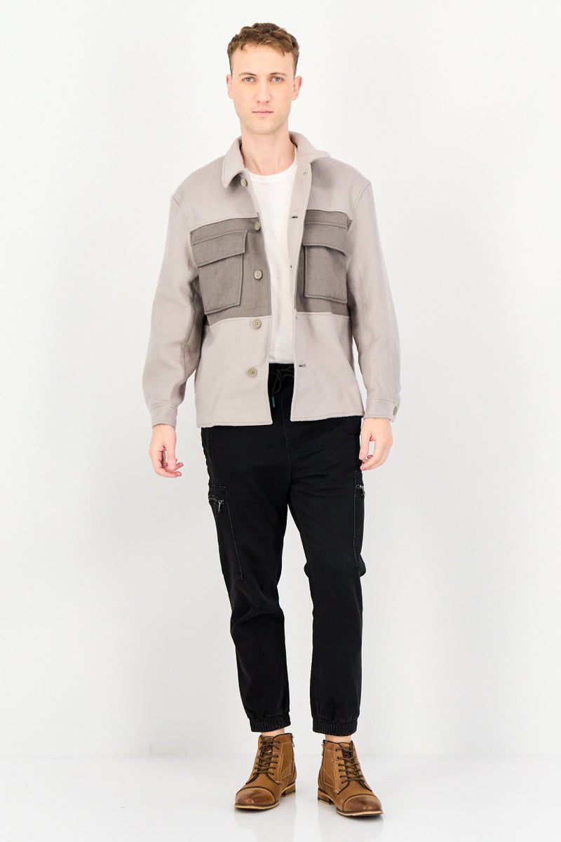 Selected Homme Men Textured Jacket Shirt, Grey - Image 4