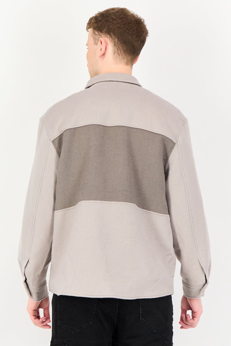 Selected Homme Men Textured Jacket Shirt, Grey - Image 3