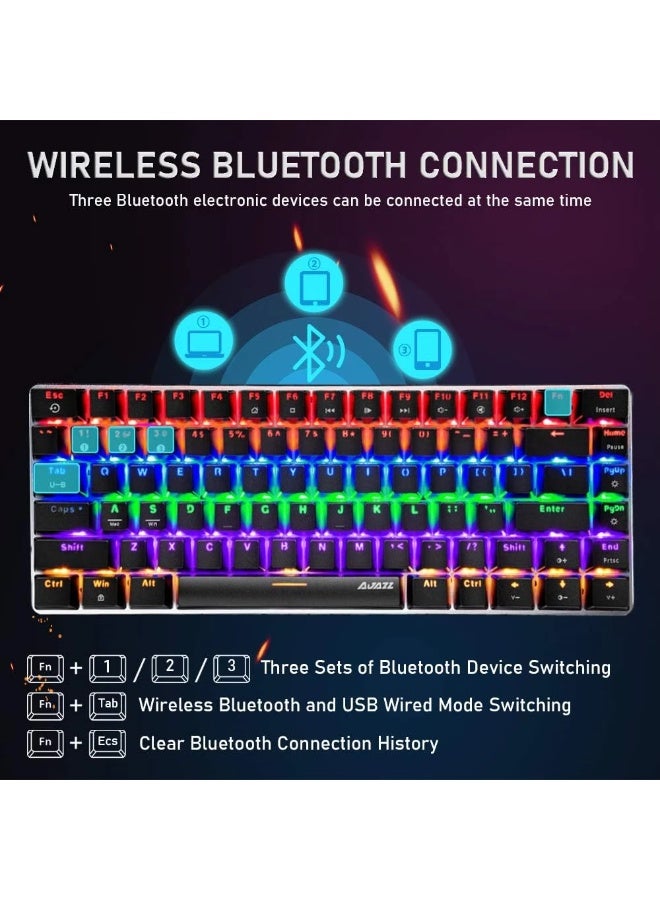 A-jazz NACODEX GEEK AK33 Bluetooth & Wired Mechanical Keyboard, Rainbow LED Backlit, Blue Switch - Image 5