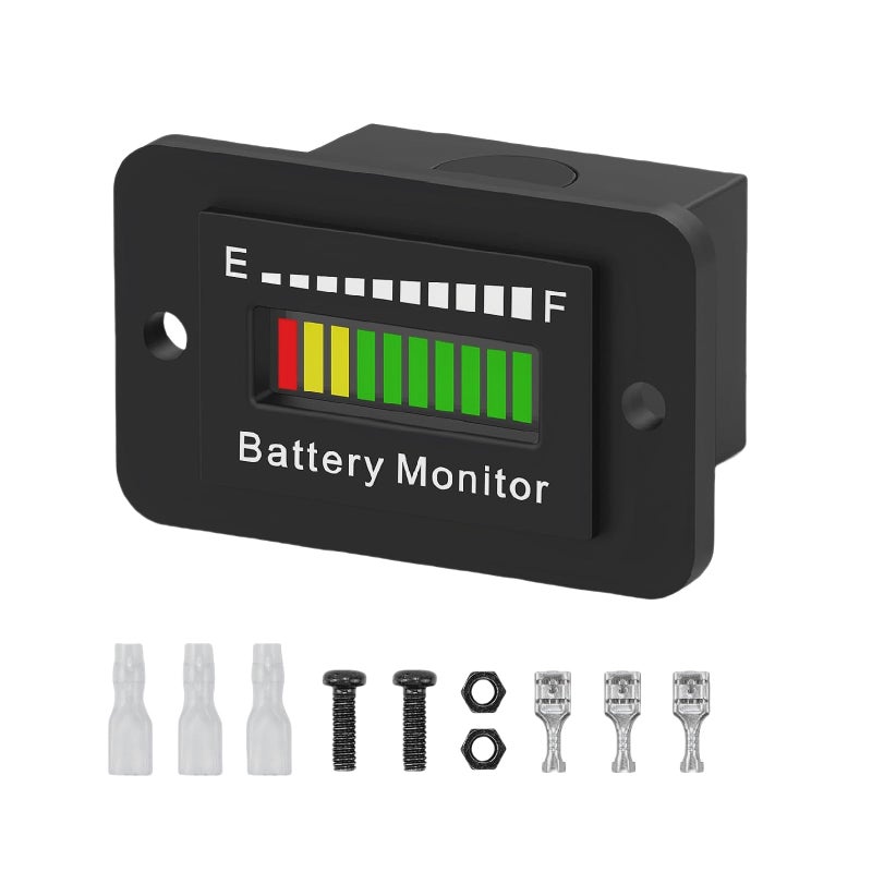 OBDMONSTER LED Battery Level Indicator Universal Golf Cart Battery Meter Support 12V 24V 36V 48V 60V 72V Battery Monitor Lithium Battery Lead Acid Battery Fuel Gauge Meter for Ezgo Go Club Car - Image 3
