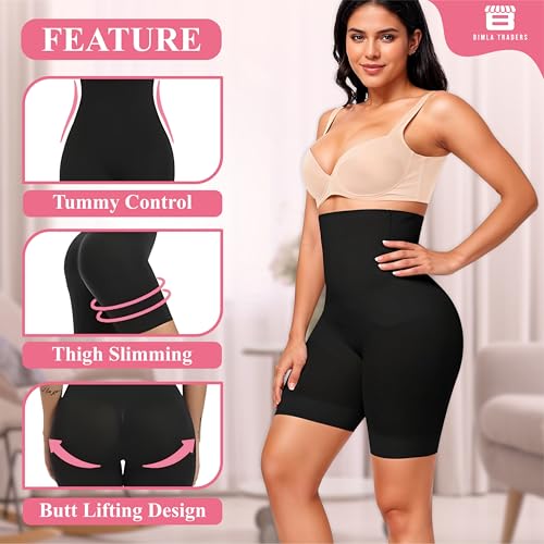 Btag High Waist Tummy Control Shapewear Shorts | Tummy Tucker| Seamless Body Shaper | Shorts Under Dress | Comfortable | Breathable | Free Size 35 to 75 KG | Black - Image 2