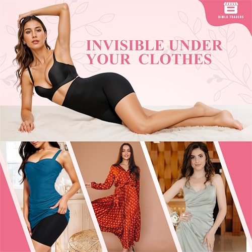 Btag High Waist Tummy Control Shapewear Shorts | Tummy Tucker| Seamless Body Shaper | Shorts Under Dress | Comfortable | Breathable | Free Size 35 to 75 KG | Black - Image 4