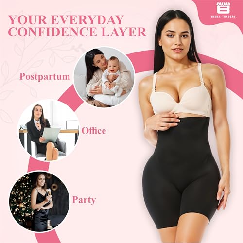 Btag High Waist Tummy Control Shapewear Shorts | Tummy Tucker| Seamless Body Shaper | Shorts Under Dress | Comfortable | Breathable | Free Size 35 to 75 KG | Black - Image 3