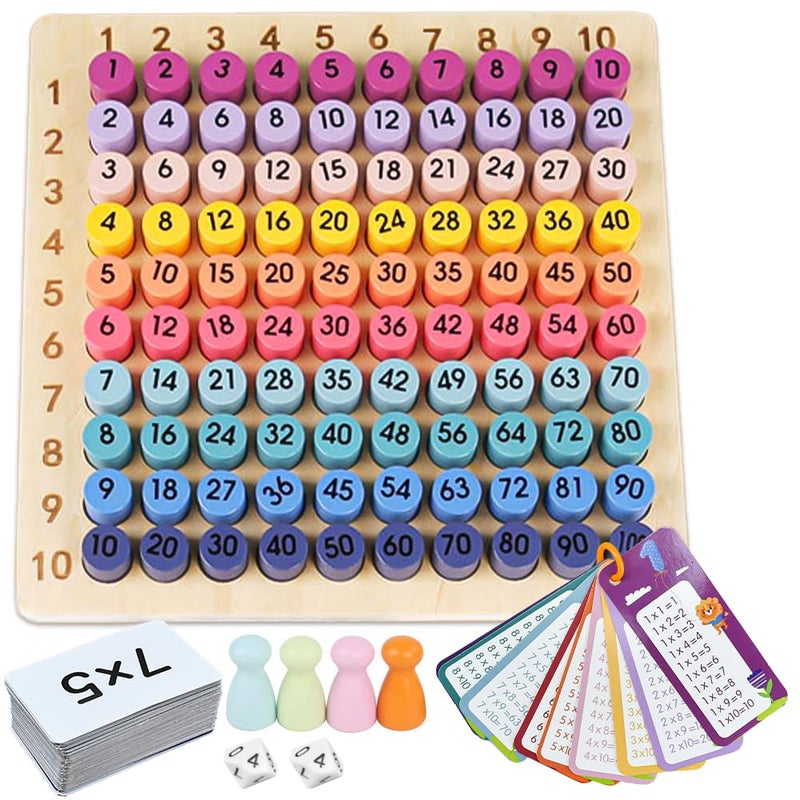 Buzifu Wooden Montessori Multiplication Board Game: Math Educational Toys Multiplication Table Board Game Montessori Math Material Toys Toddlers Kids Multiplication Chart Game For Early Education - Image 1