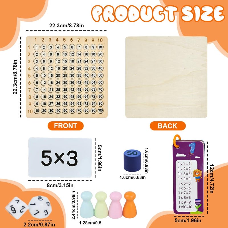 Buzifu Wooden Montessori Multiplication Board Game: Math Educational Toys Multiplication Table Board Game Montessori Math Material Toys Toddlers Kids Multiplication Chart Game For Early Education - Image 2