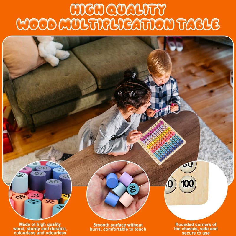Buzifu Wooden Montessori Multiplication Board Game: Math Educational Toys Multiplication Table Board Game Montessori Math Material Toys Toddlers Kids Multiplication Chart Game For Early Education - Image 4