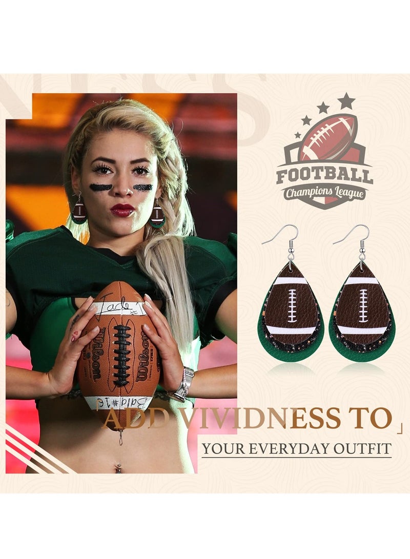 Barakah Sporty Leather Earrings for Women, 8 Pairs of Teardrop Dangle Earrings, Perfect for Soccer and Basketball Fans, Glittery Rugby Style Accessories - Image 4