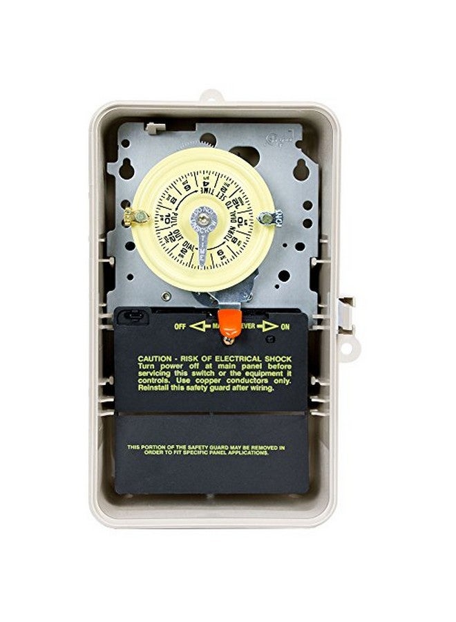 إنترماتيك مفتاح التوقيت الميكانيكي Intermatic T104P3 - ثنائي القطب، أحادي الاتجاه، غلاف NEMA 3R - تحكم لمدة ساعة واحدة، متضمن مفاتيح تشغيل/إيقاف، تصنيفات حمل عالية للمحرك - Image 1