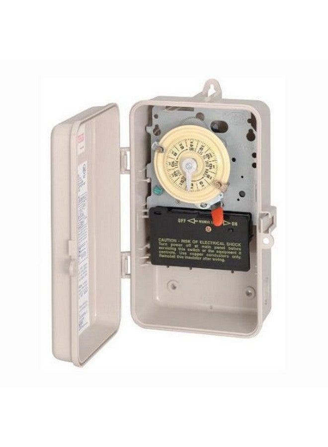 إنترماتيك مفتاح التوقيت الميكانيكي Intermatic T104P3 - ثنائي القطب، أحادي الاتجاه، غلاف NEMA 3R - تحكم لمدة ساعة واحدة، متضمن مفاتيح تشغيل/إيقاف، تصنيفات حمل عالية للمحرك - Image 2