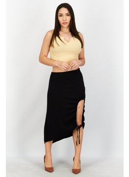 NA-KD Women Solid Midi Skirt, Black  - Image 2