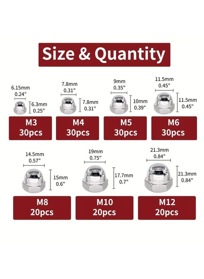 30pcs M4 304 Stainless Steel Acorn Cap Nuts Dome Head Hex Cover Decorative - Image 3