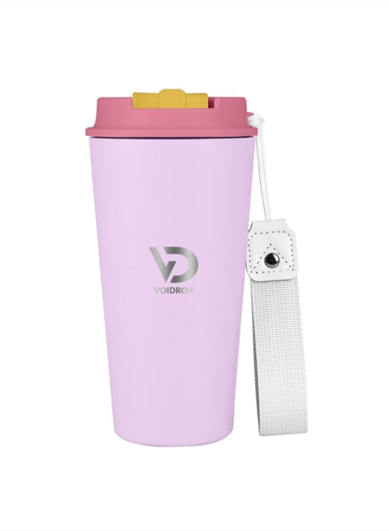Generic Insulated Travel Mug 500MLTumbler for Coffee Spill Proof with Lid hot cold beverage powder coating Stainless Steel outer powder coated 16oz (Lavender) - Image 1