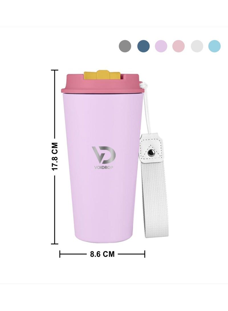 Generic Insulated Travel Mug 500MLTumbler for Coffee Spill Proof with Lid hot cold beverage powder coating Stainless Steel outer powder coated 16oz (Lavender) - Image 2