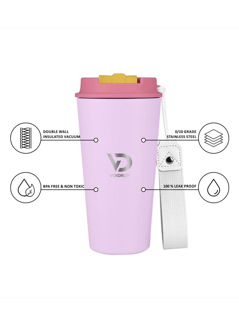 Generic Insulated Travel Mug 500MLTumbler for Coffee Spill Proof with Lid hot cold beverage powder coating Stainless Steel outer powder coated 16oz (Lavender) - Image 3