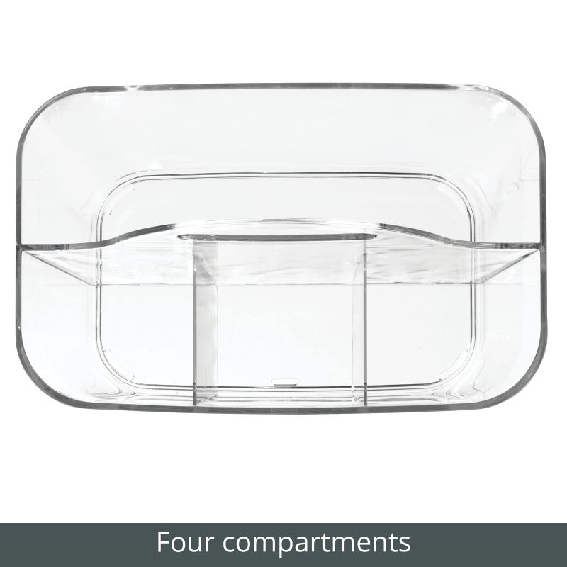 mDesign Plastic Portable Craft Storage Organizer Caddy Tote, Divided Basket Bin w/Handle - Craft, Sewing, Art Supplies - Holds Brushes, Colored Pencils - Lumiere Collection - Clear, 2 Pack - Image 5