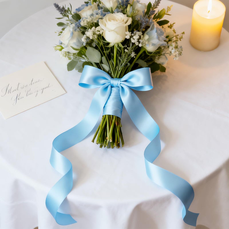 NESCCI 100 Yards Ribbon,1-1/2 Inch Sky Blue Satin Ribbon,Single Face Satin Ribbons,Perfect for Gift Wrapping,Wedding Decoration,Handmade Bows,Wrapping Bouquet and More - Image 3