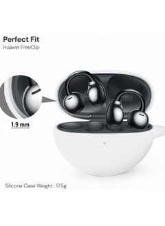 FARROBIZZ Silicone Case Compatible with HUAWEI FreeClip, Shockproof and Scratch-Resistant Full-Body Protection Headphone Cover with Anti-Lost Keychain- White  - Image 3