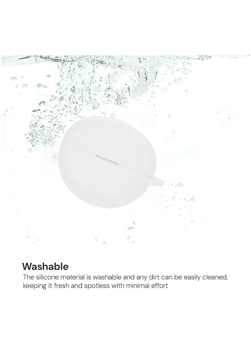 FARROBIZZ Silicone Case Compatible with HUAWEI FreeClip, Shockproof and Scratch-Resistant Full-Body Protection Headphone Cover with Anti-Lost Keychain- White  - Image 4