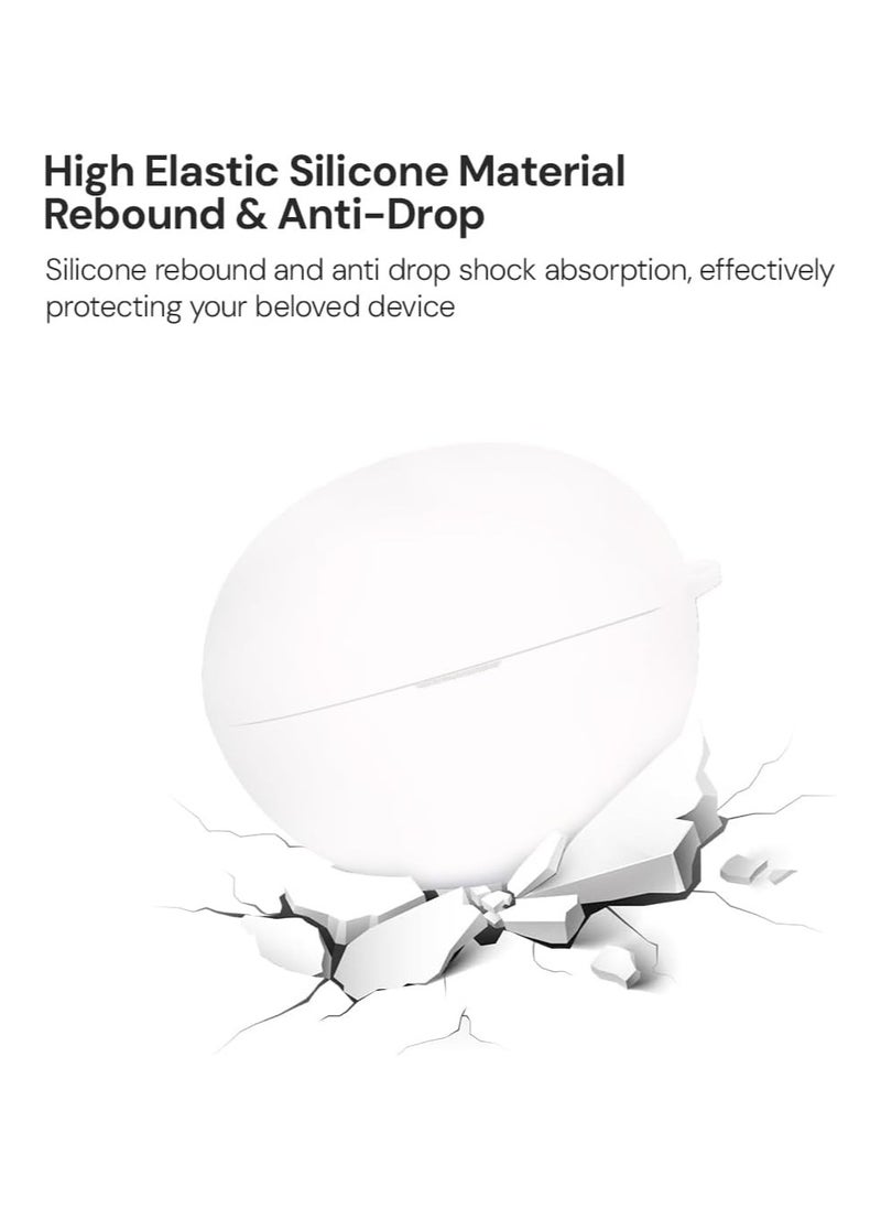 FARROBIZZ Silicone Case Compatible with HUAWEI FreeClip, Shockproof and Scratch-Resistant Full-Body Protection Headphone Cover with Anti-Lost Keychain- White  - Image 5