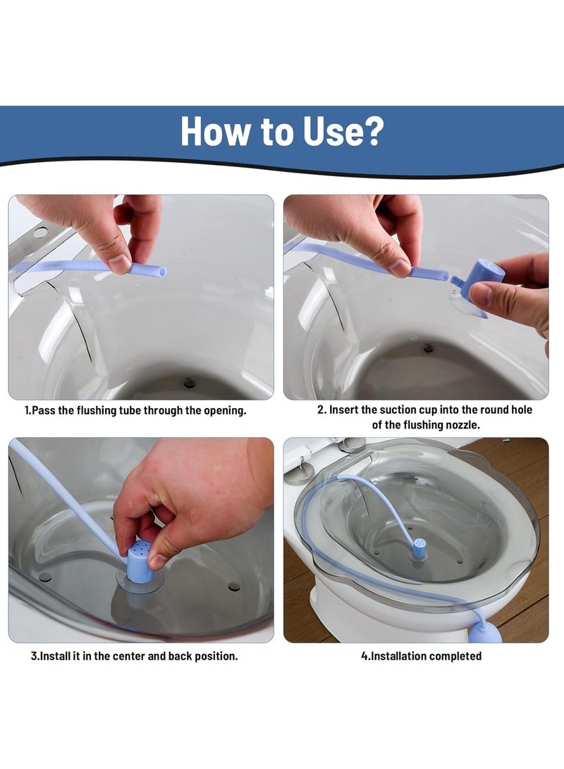 حمامات سيتز لمقعد المرحاض، حمام سيتز للعناية بعد الولادة، حمام سيتز للبواسير مع فلوشير للنساء الحوامل، مقعد بخار يوني، حوض نقع لعلاج الالتهاب، يناسب المرحاض العالمي (شفاف) - Image 4