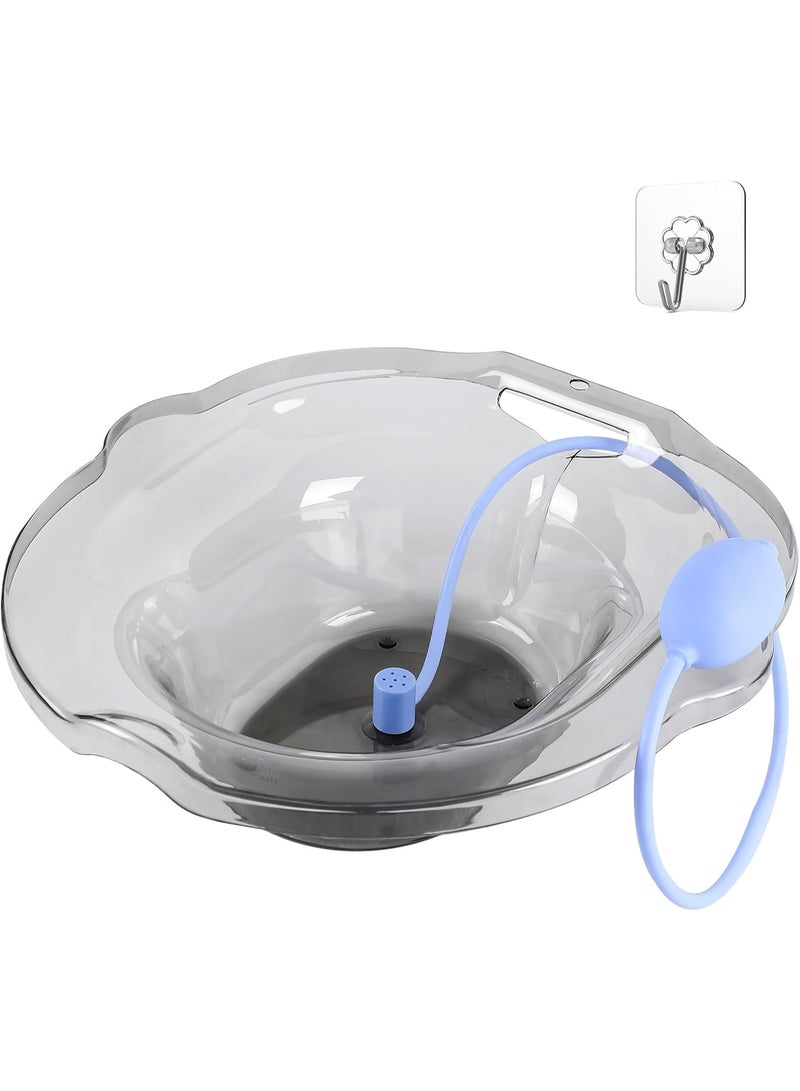 حمامات سيتز لمقعد المرحاض، حمام سيتز للعناية بعد الولادة، حمام سيتز للبواسير مع فلوشير للنساء الحوامل، مقعد بخار يوني، حوض نقع لعلاج الالتهاب، يناسب المرحاض العالمي (شفاف) - Image 2