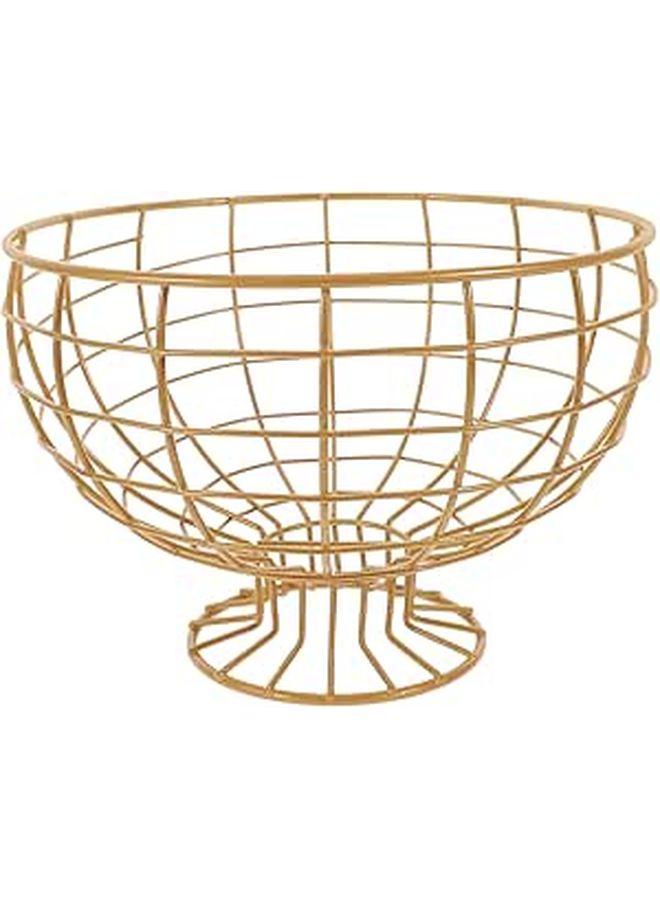 Gold Finish Steel Wire Fruit Basket For Kitchen Countertop Dining Storage - Image 1