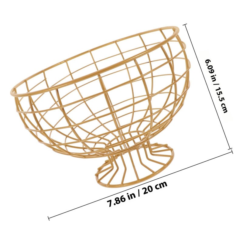 Gold Finish Steel Wire Fruit Basket For Kitchen Countertop Dining Storage - Image 3