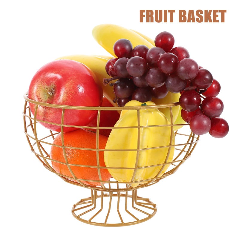 Gold Finish Steel Wire Fruit Basket For Kitchen Countertop Dining Storage - Image 4